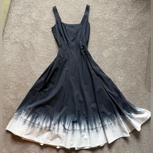 STAUD Wells Dip Dyed Stretch Cotton A-line Midi dress